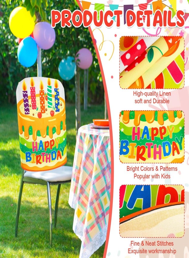 COCHIE 2 PCS Birthday Chair Cover Colorful Birthday Chair Covers for Classroom Office Home Kids Birthday Party Decor - Image 3